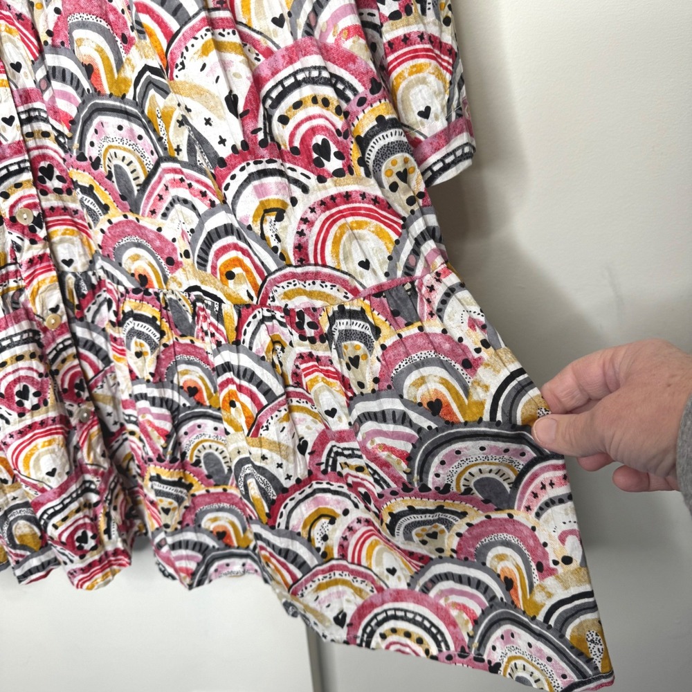 Dress Addict Button‎ Front Cotton Dress Tiered Medium Rainbow Print - Picture 3 of 11